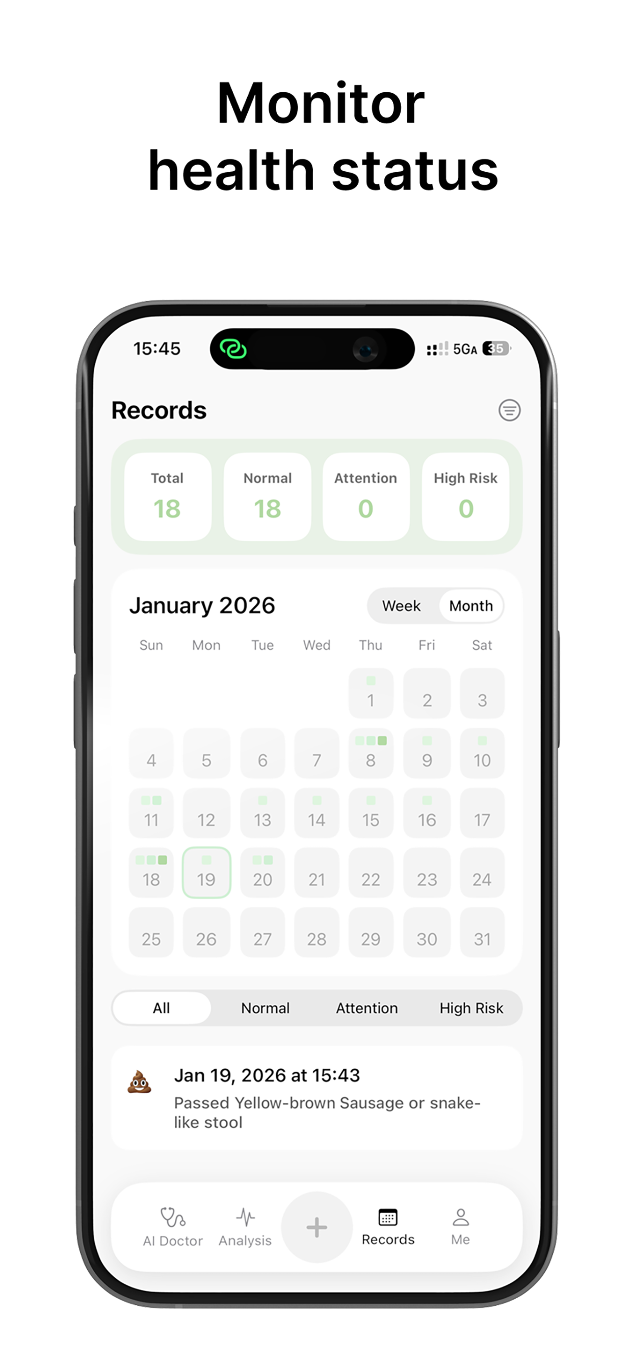 Poop tracker and calendar preview